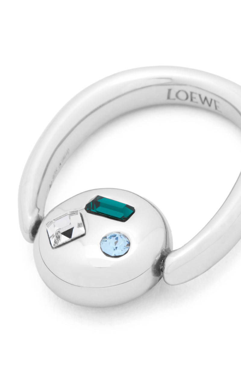 Anagram Pebble ring in sterling silver and crystals 6