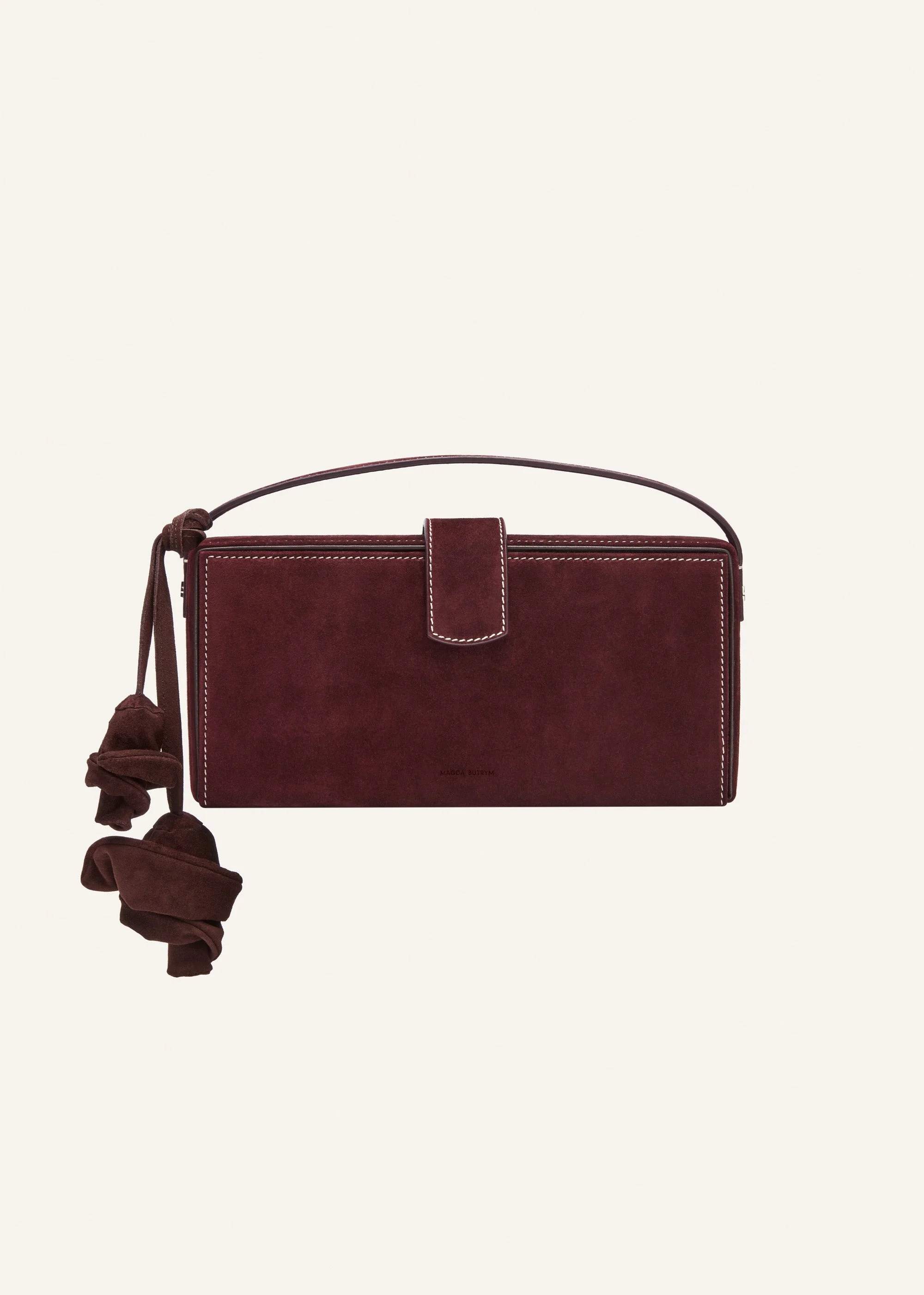 Apolonia bag in burgundy suede with flower charm - 1