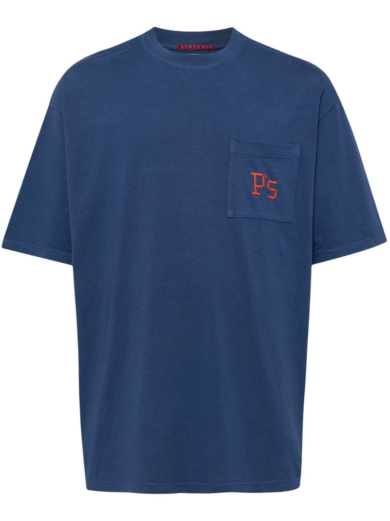 logo-embroidered cotton T-shirt 1