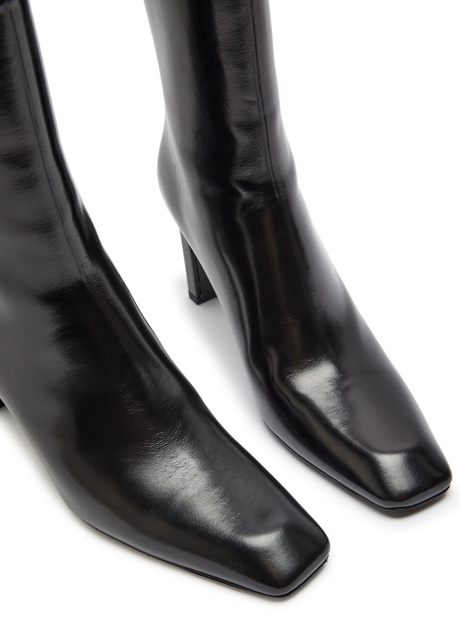 Toteme 80 Glossed Leather Mid-calf Boots - 3
