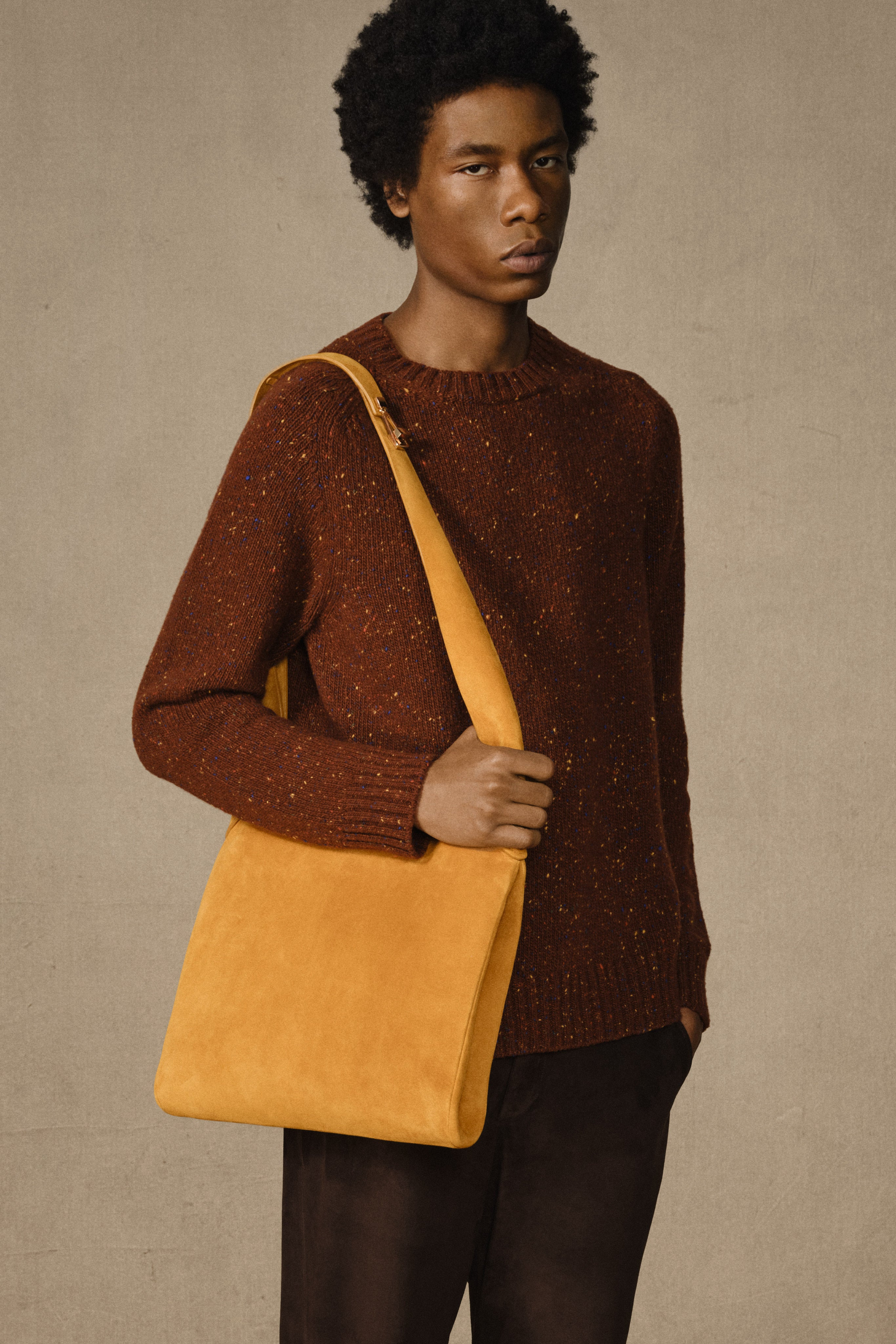 Daniel Knit Sweater in Burnt Sienna Cashmere - 2