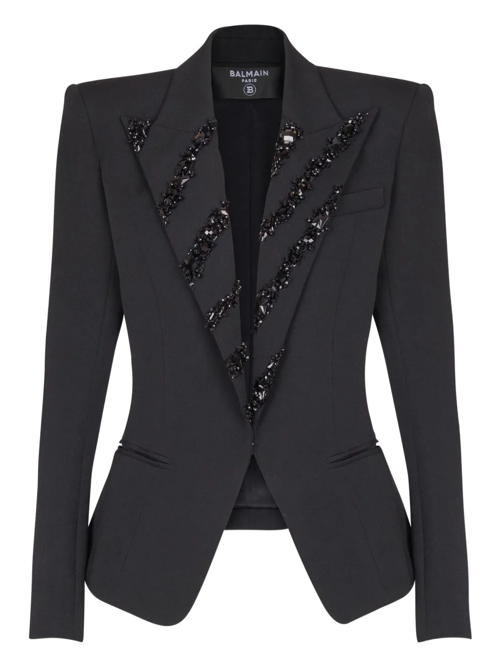 crystal embellished-lapels blazer - 1