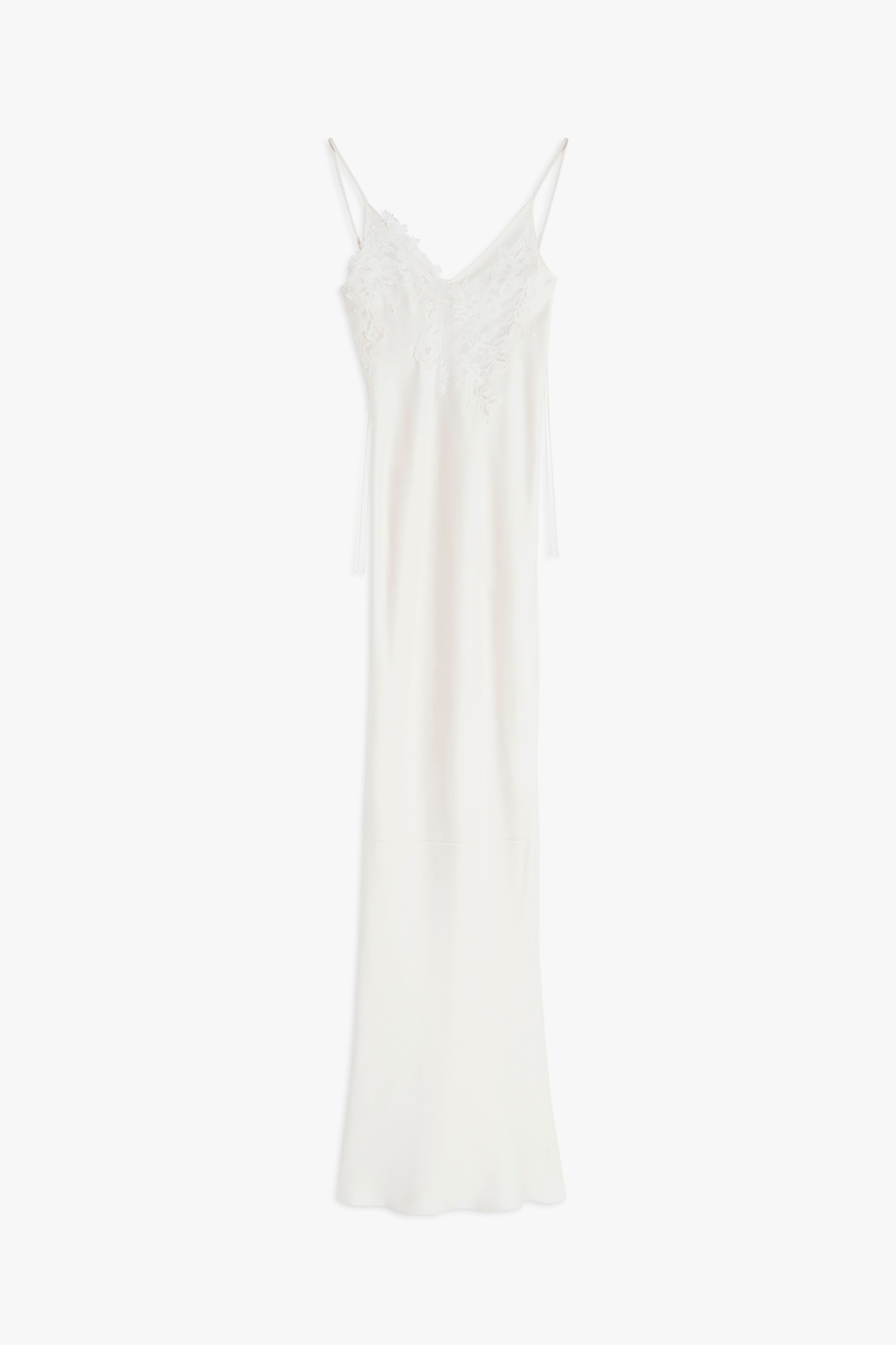 Exclusive Lace Detail Floor-Length Cami Dress In Ivory - 1