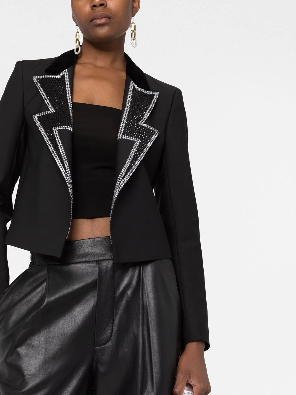 rhinestone cropped blazer - 3