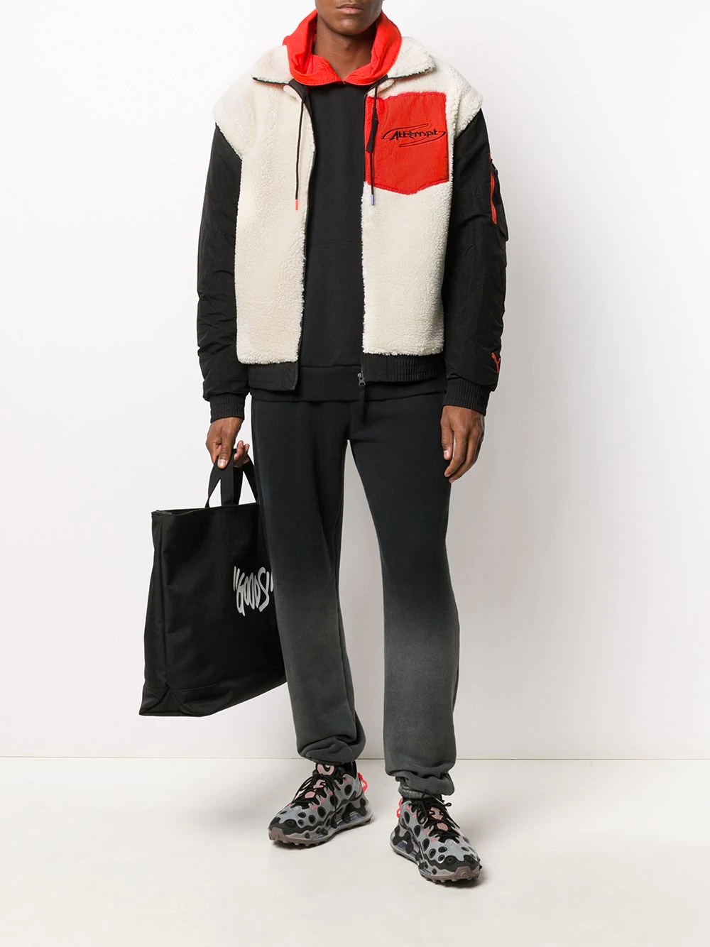 shearling panel bomber jacket  - 2