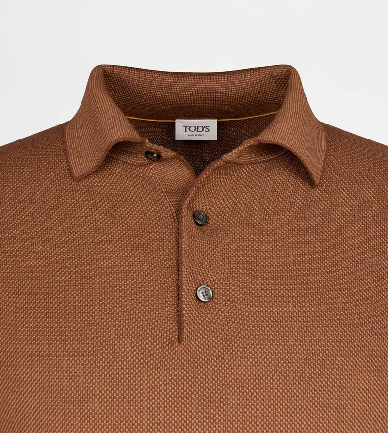 POLO SHIRT IN WOOL PIQUET - BROWN 7
