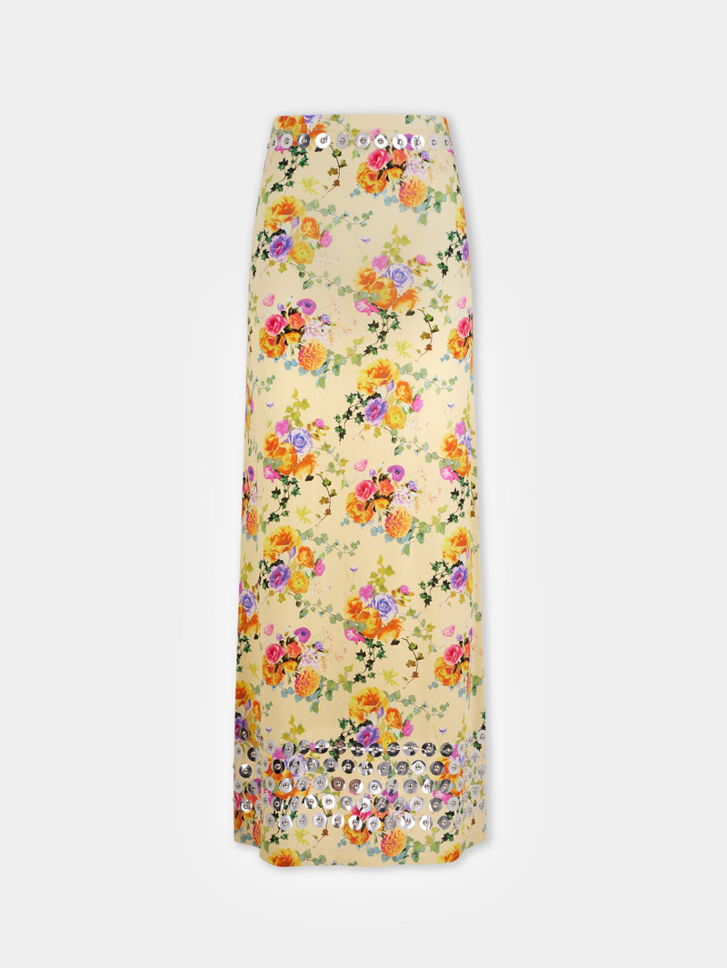 FLORAL LONG EMBELLISHED SKIRT IN SECOND SKIN JERSEY 1
