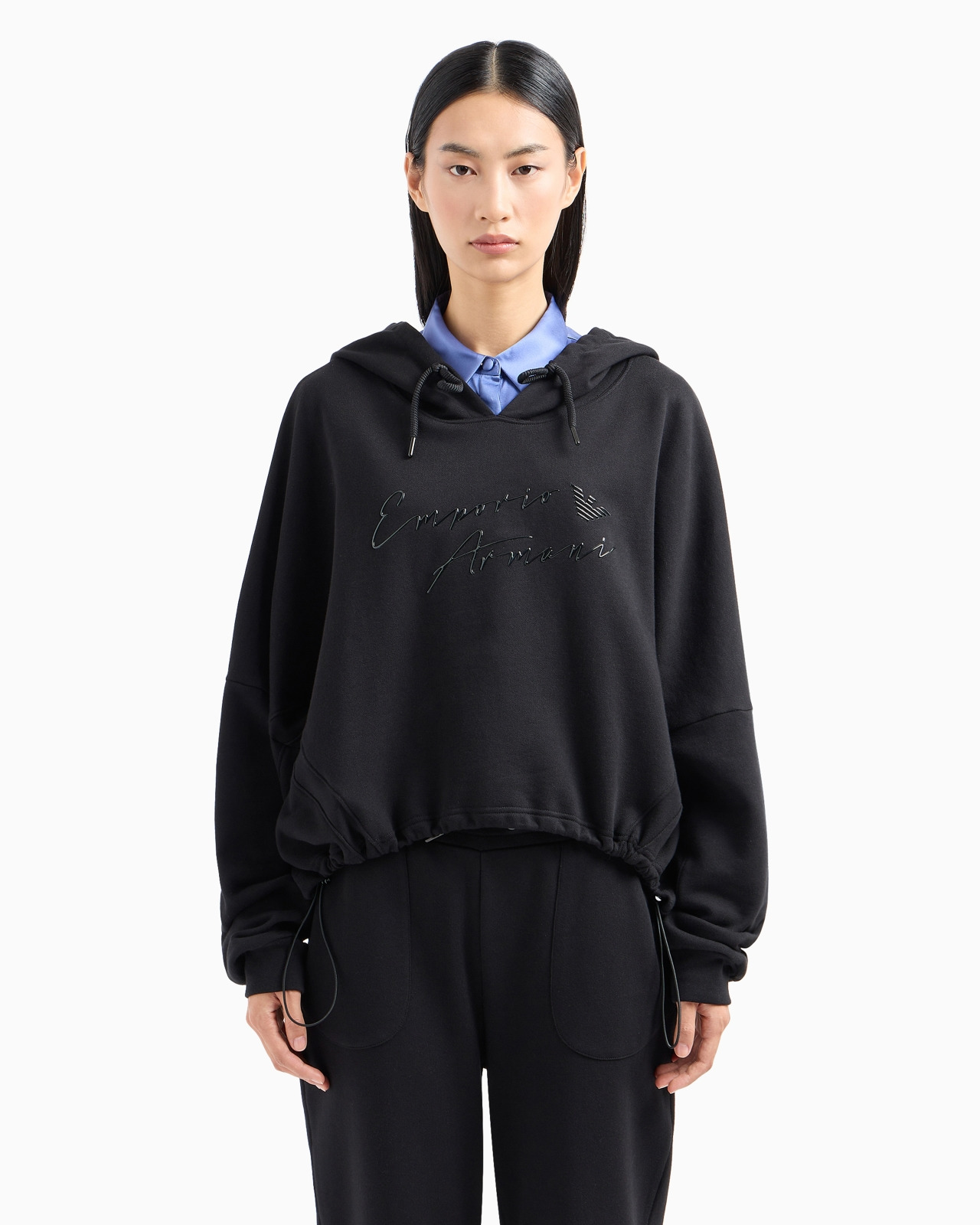 ASV hooded sweatshirt with shiny rubberised logo in organic French terry - 2