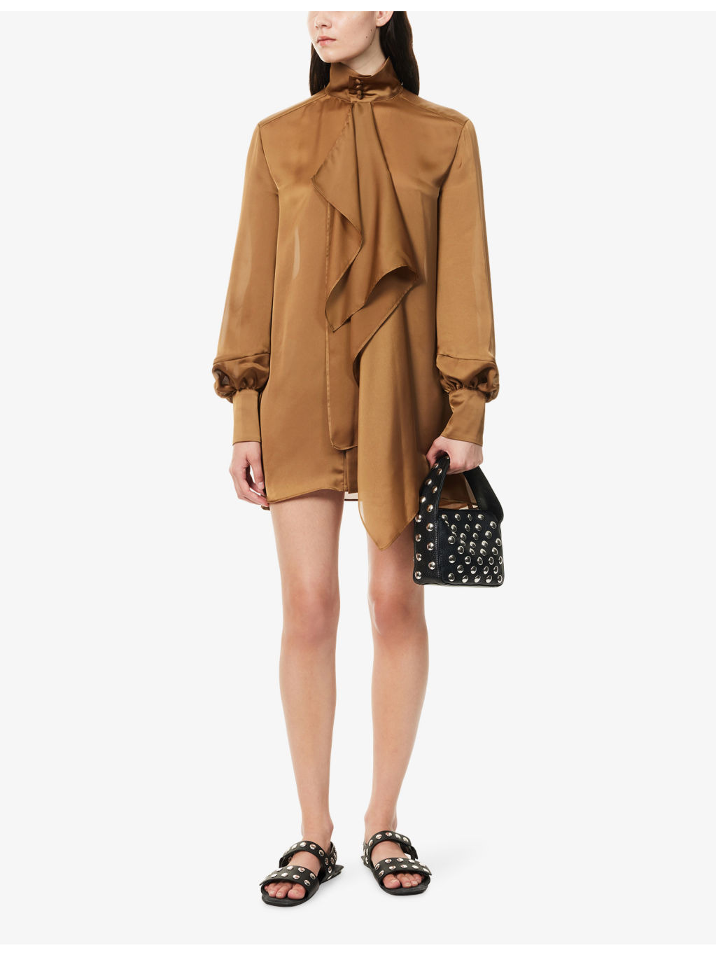 Relaxed-Fit High-Neck Woven Mini Dress - 2