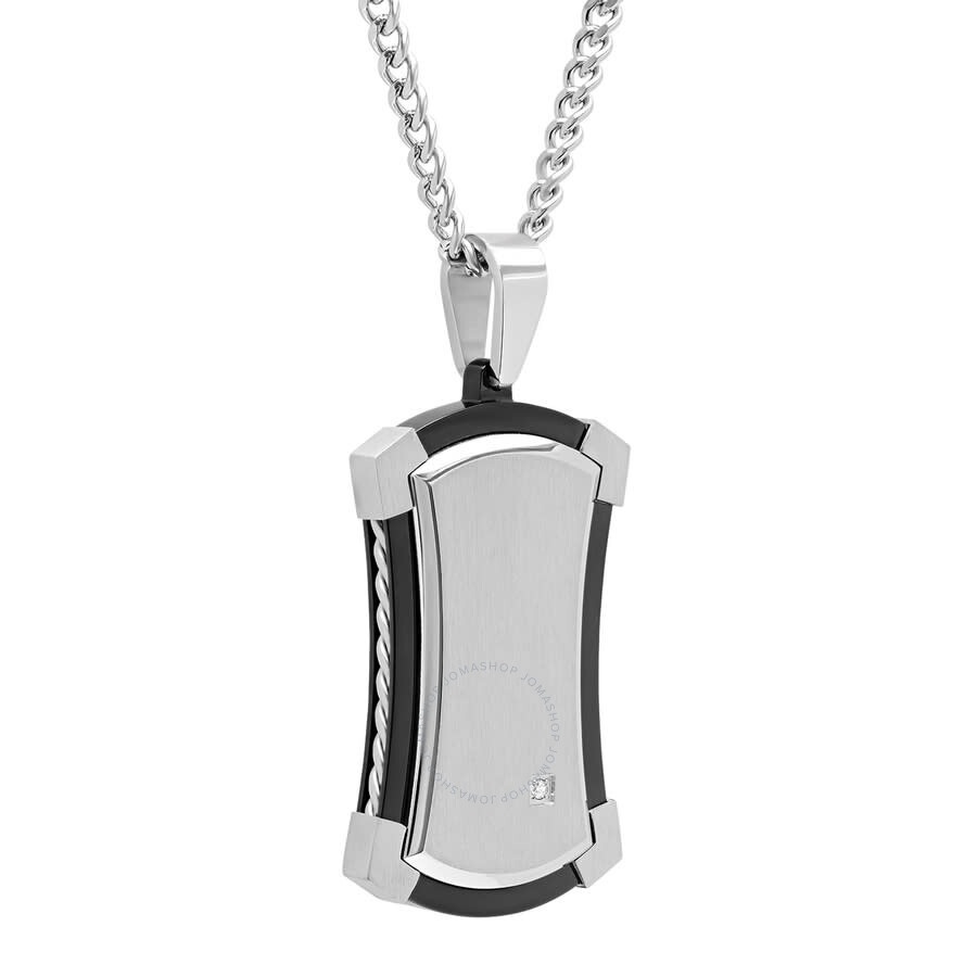 Robert Alton - Robert Alton .02 CTW Stainless Steel Diamond With Black Finish Dog Tag Pendant - 2