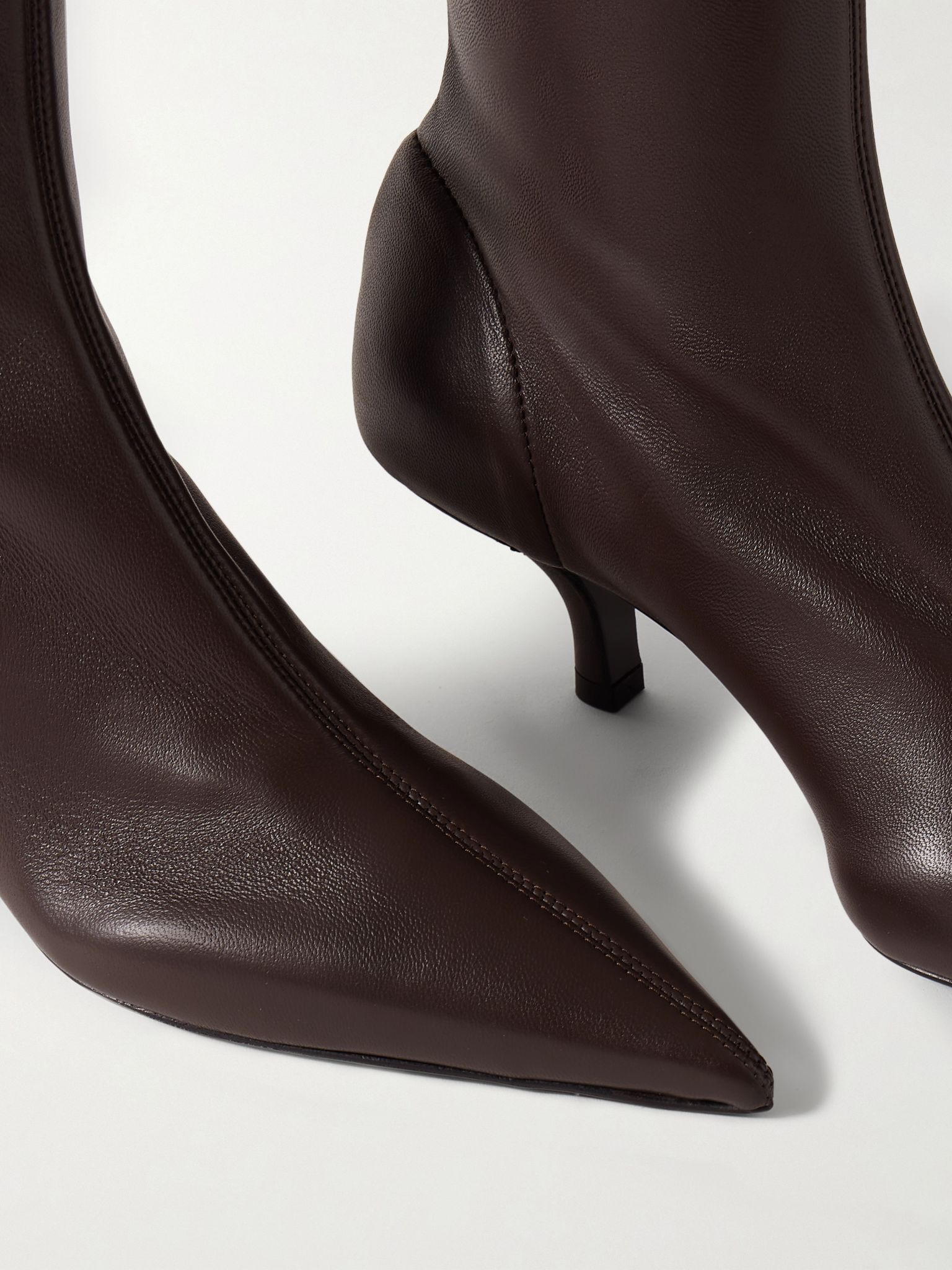 The Heeled Sock leather ankle boots Chocolate - 4