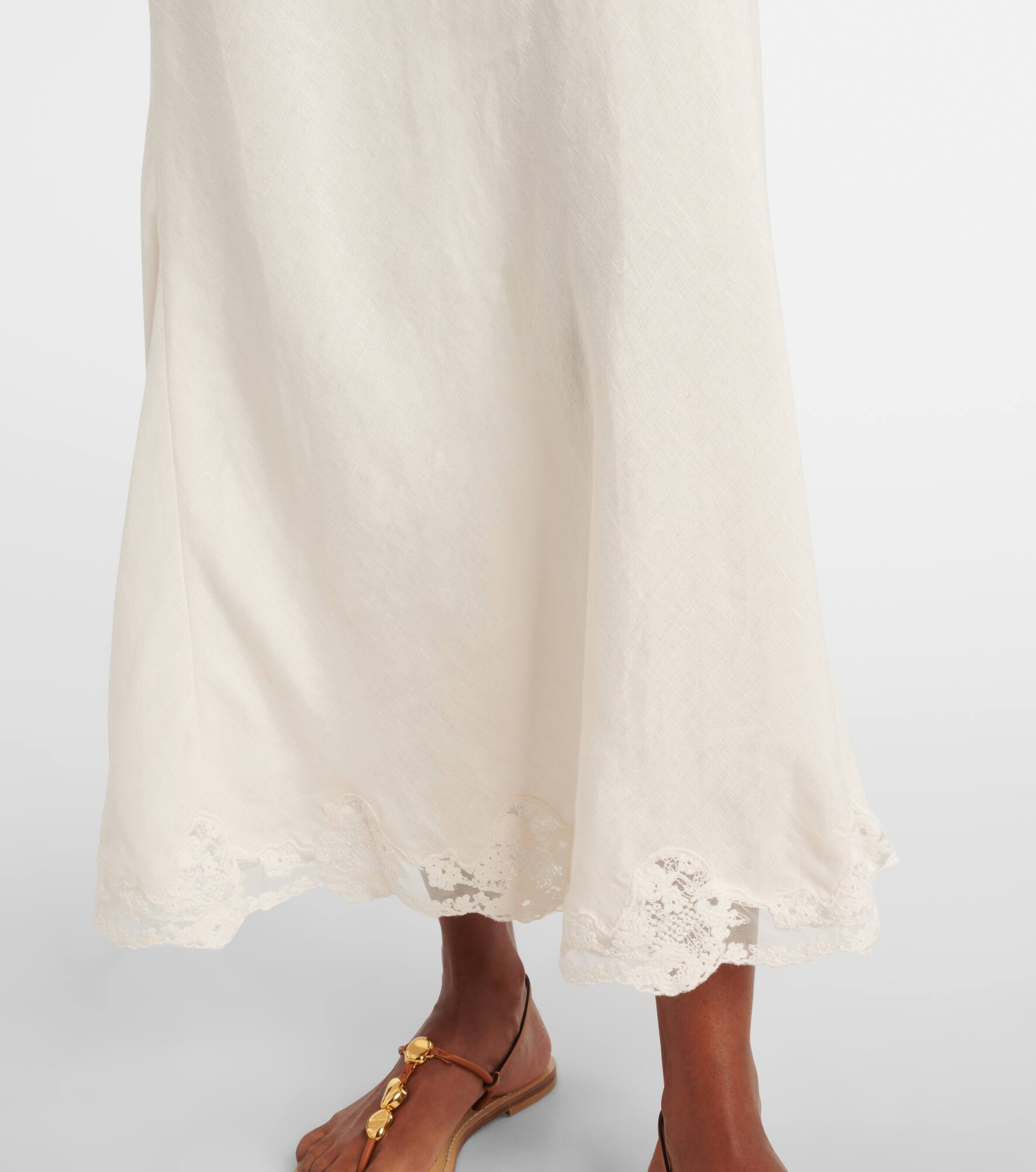 Crystal lace-trimmed cotton maxi skirt - 5
