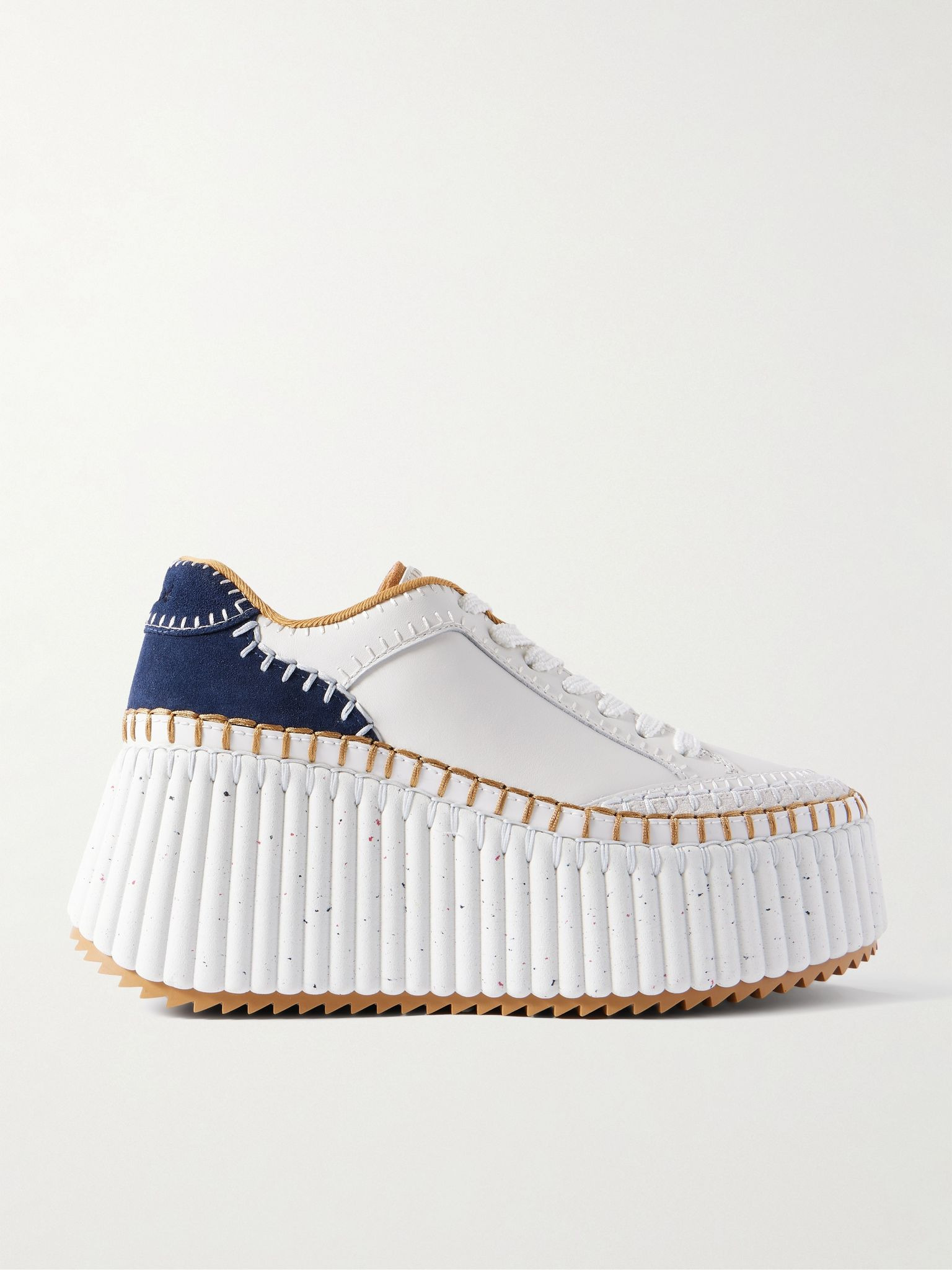 Nama suede-trimmed leather platform sneakers White - 1