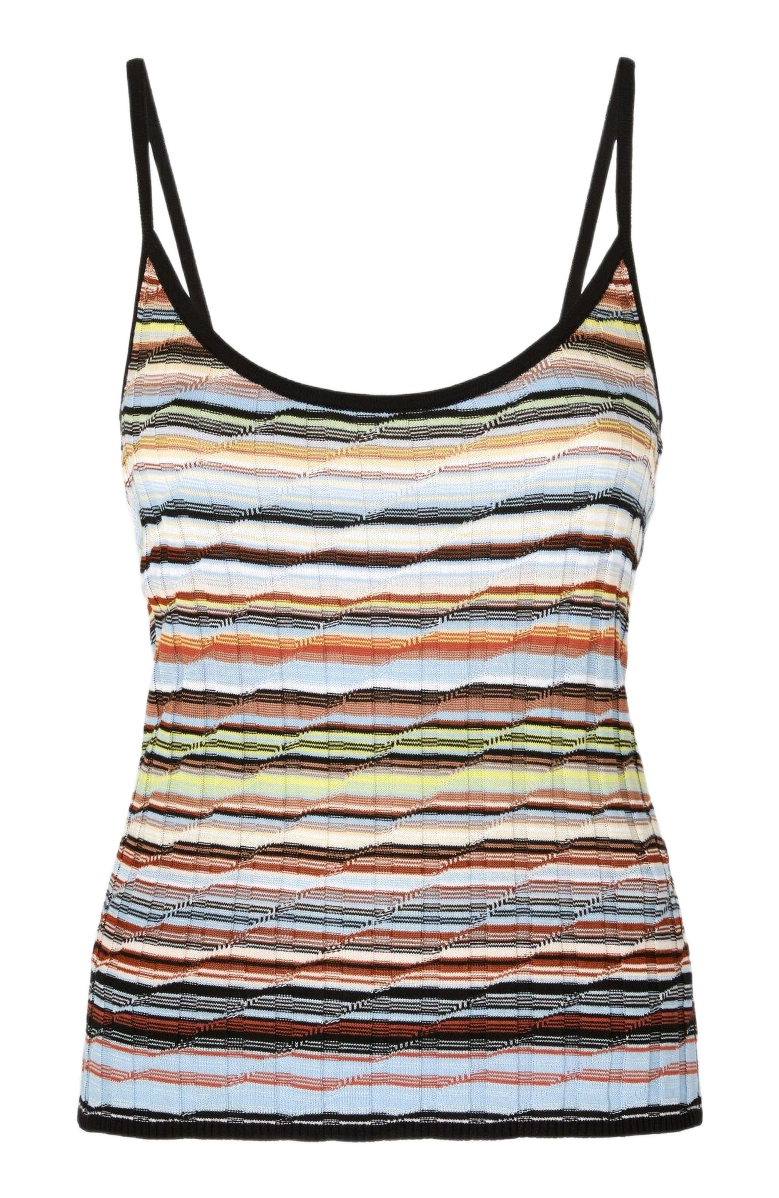 Missoni Striped Cotton And Viscose Ribbed Tank Top With Contrasting Trim in Blue at Nordstrom - 2