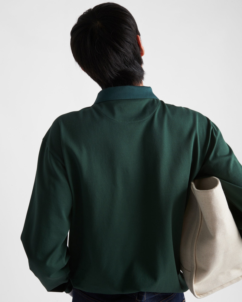 Long-sleeved cotton polo shirt 4