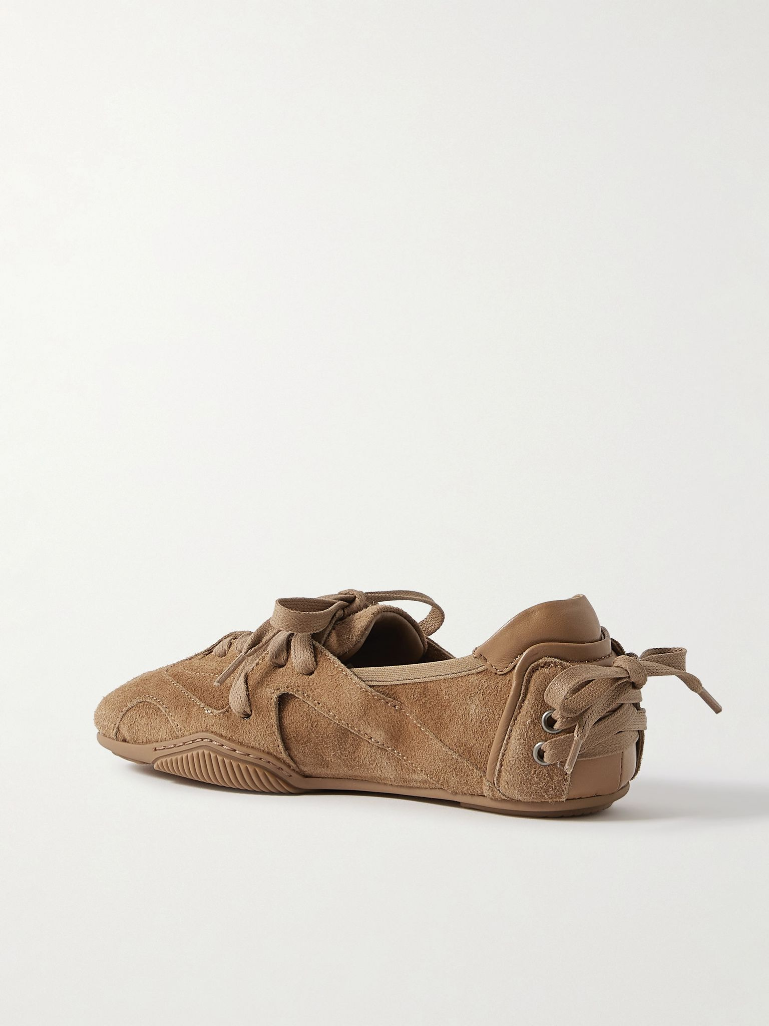 Leather-trimmed paneled suede sneakers Sand - 3