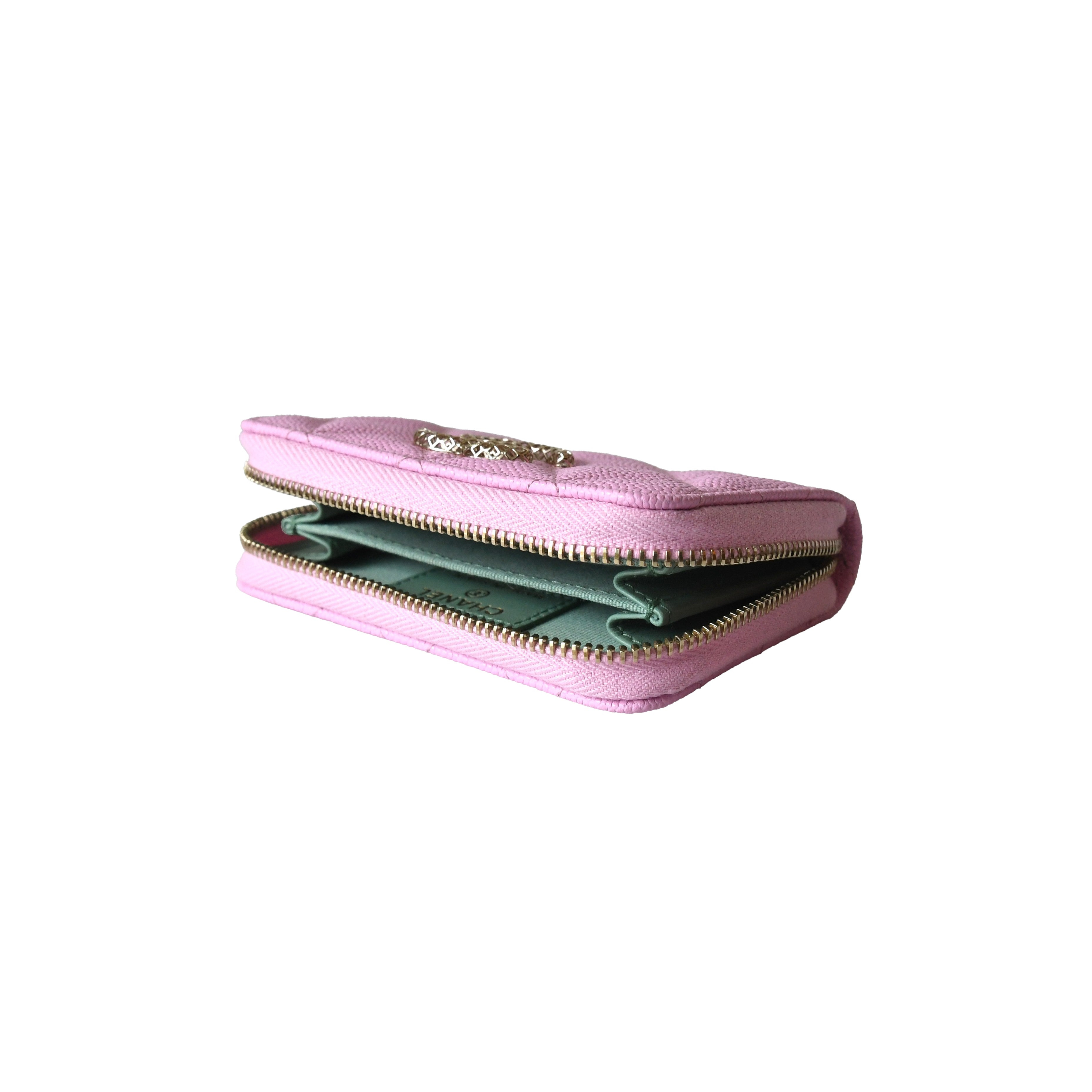 Chanel CC Quilted Zipped Coin Purse Wallet Pink - 3