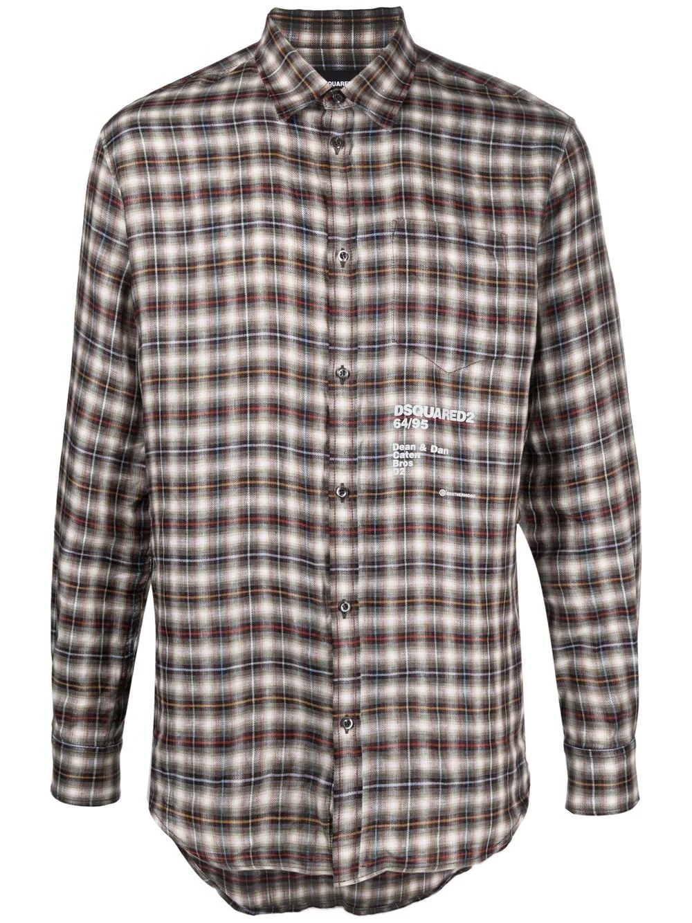 logo-print checked shirt - 1