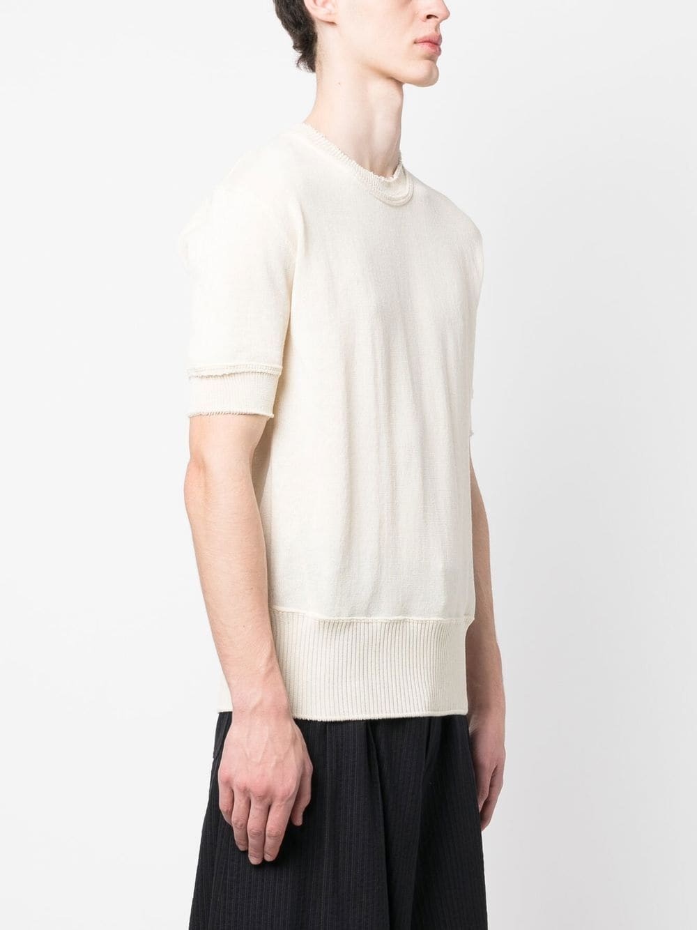 ripped-edge knitted T-shirt - 3