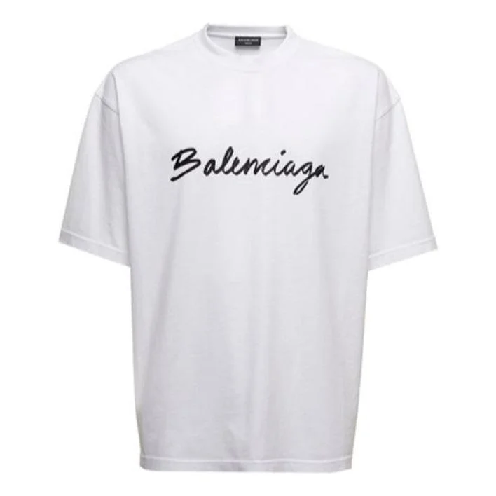 Balenciaga Script Logo T-shirt 'White/Black' 612966TMVB49040 - 1