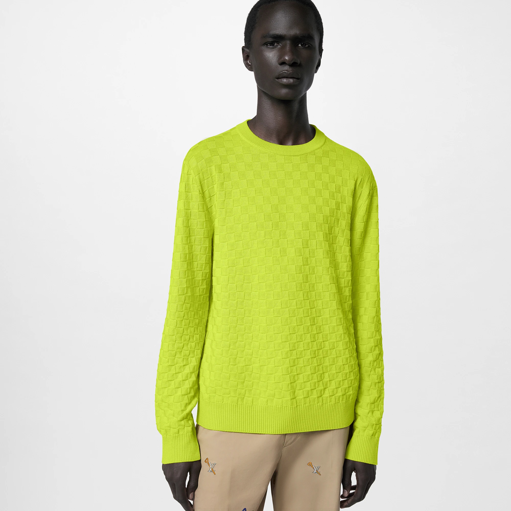 Damier Wool Long-Sleeved Crewneck - 5
