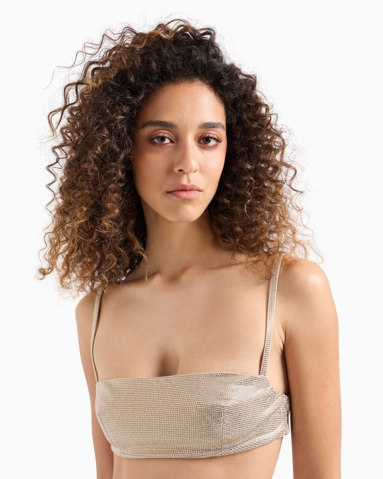 Rhinestone-covered bandeau top with shoulder straps - 5