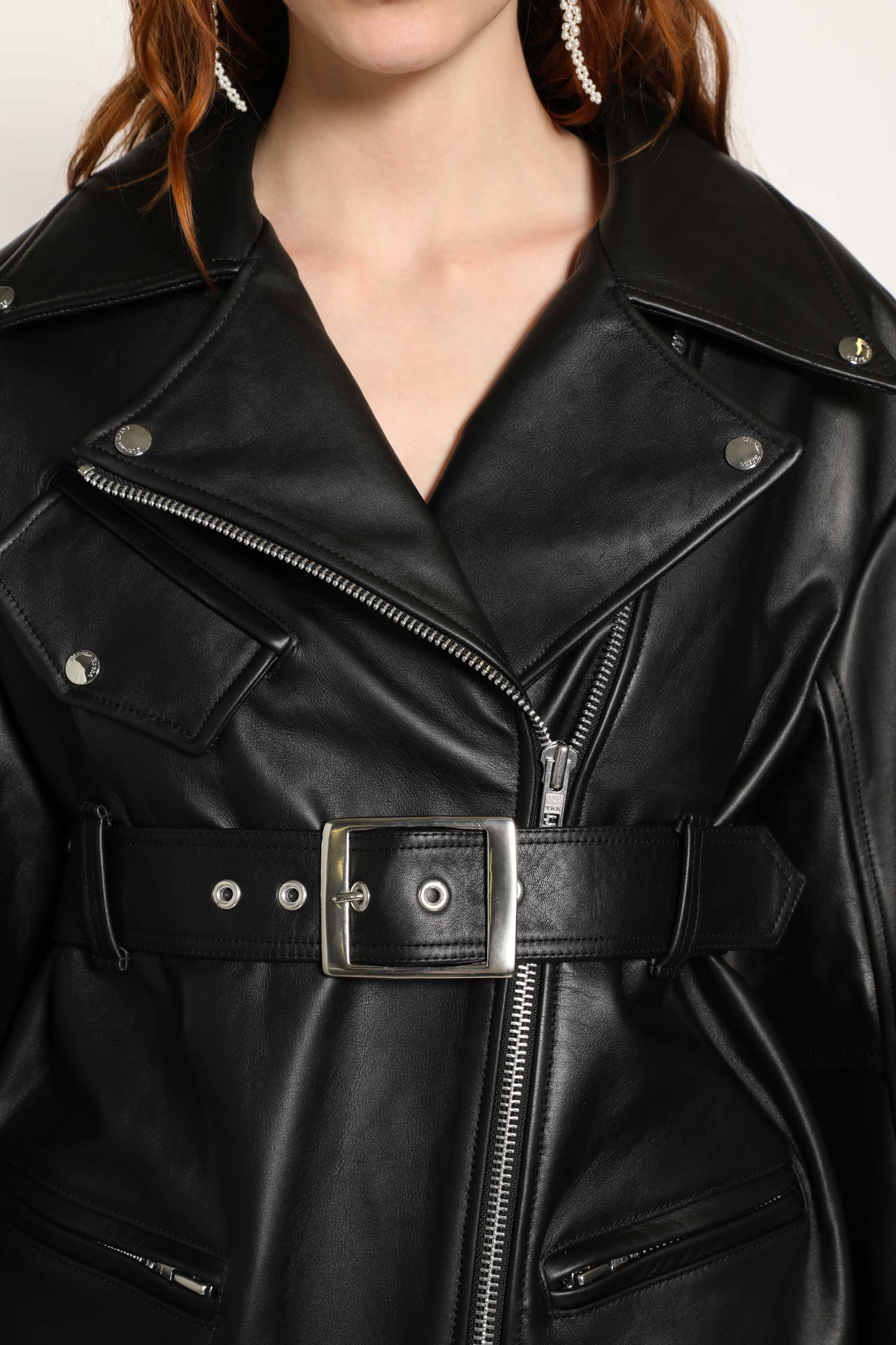 Puff Sleeve Multi Belt Biker Jacket - 4