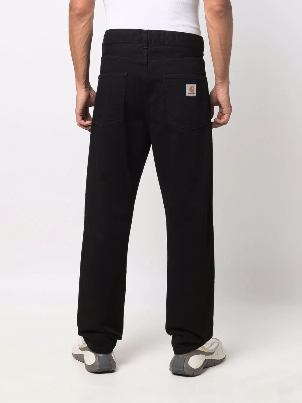 logo-patch straight-leg trousers - 4