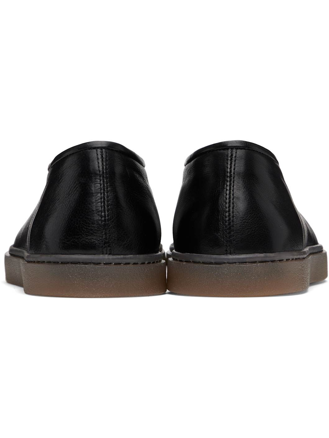 Black Linoleum Piped Loafers - 2