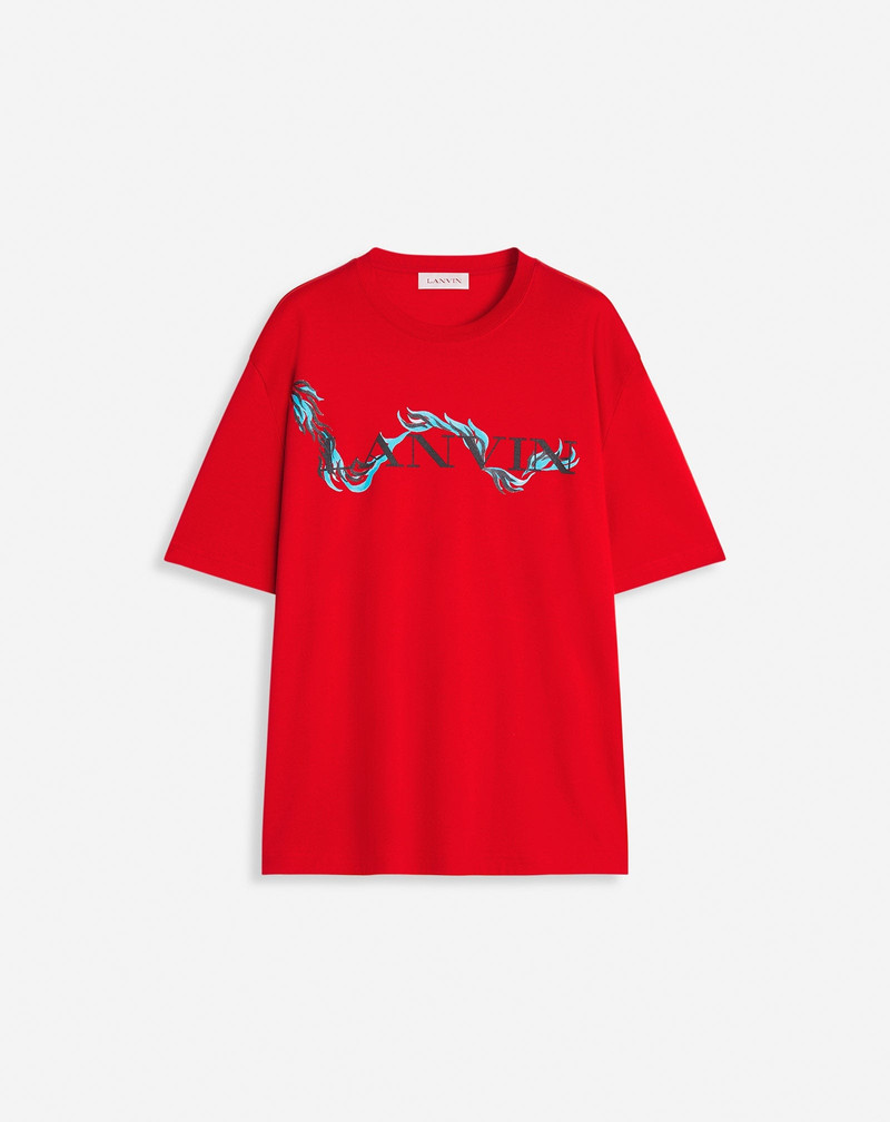 UNISEX DRAGON PRINT LOOSE-FITTING 티셔츠 - 1