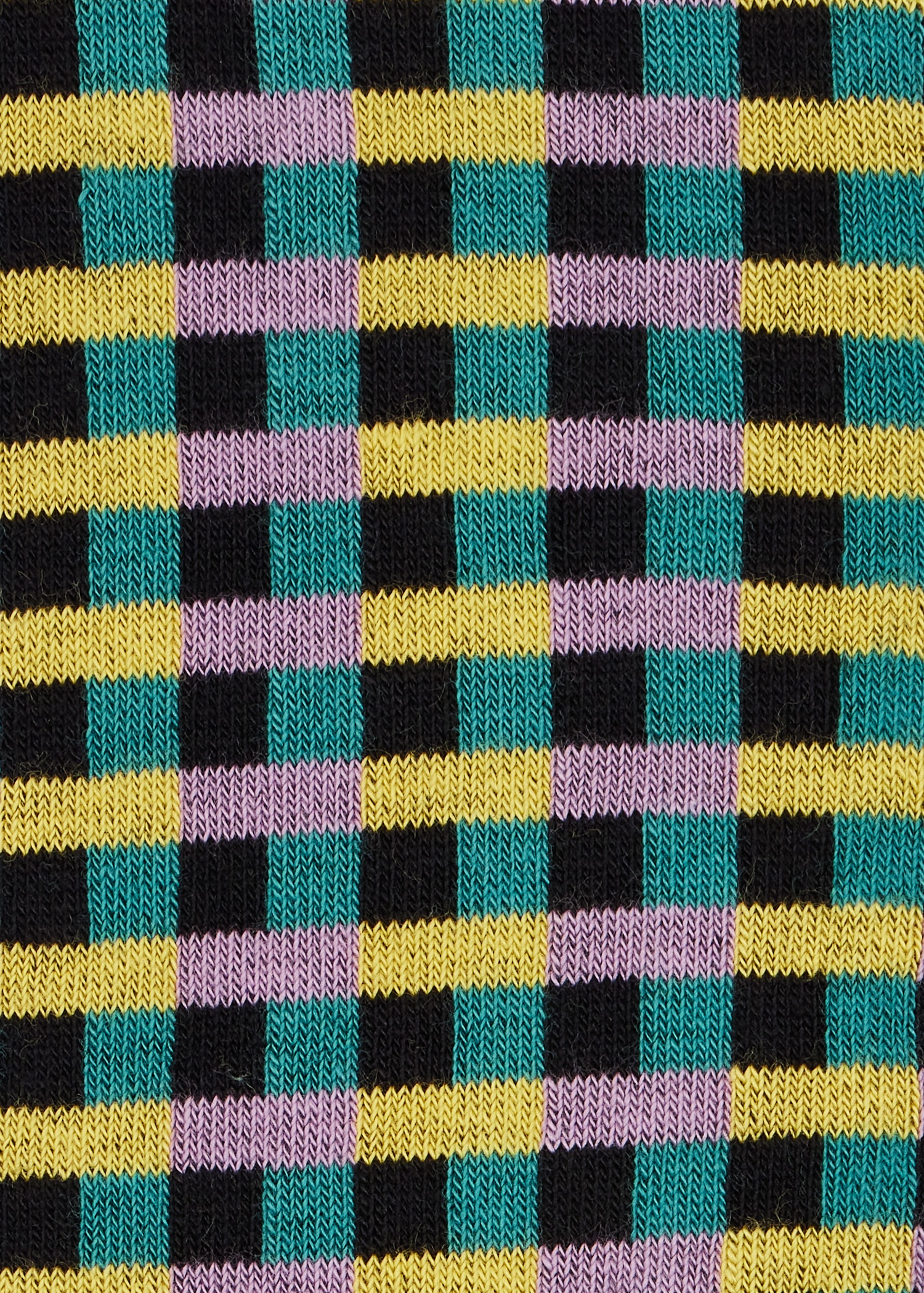 Black Cotton-Blend Multi Colour Check Socks - 3