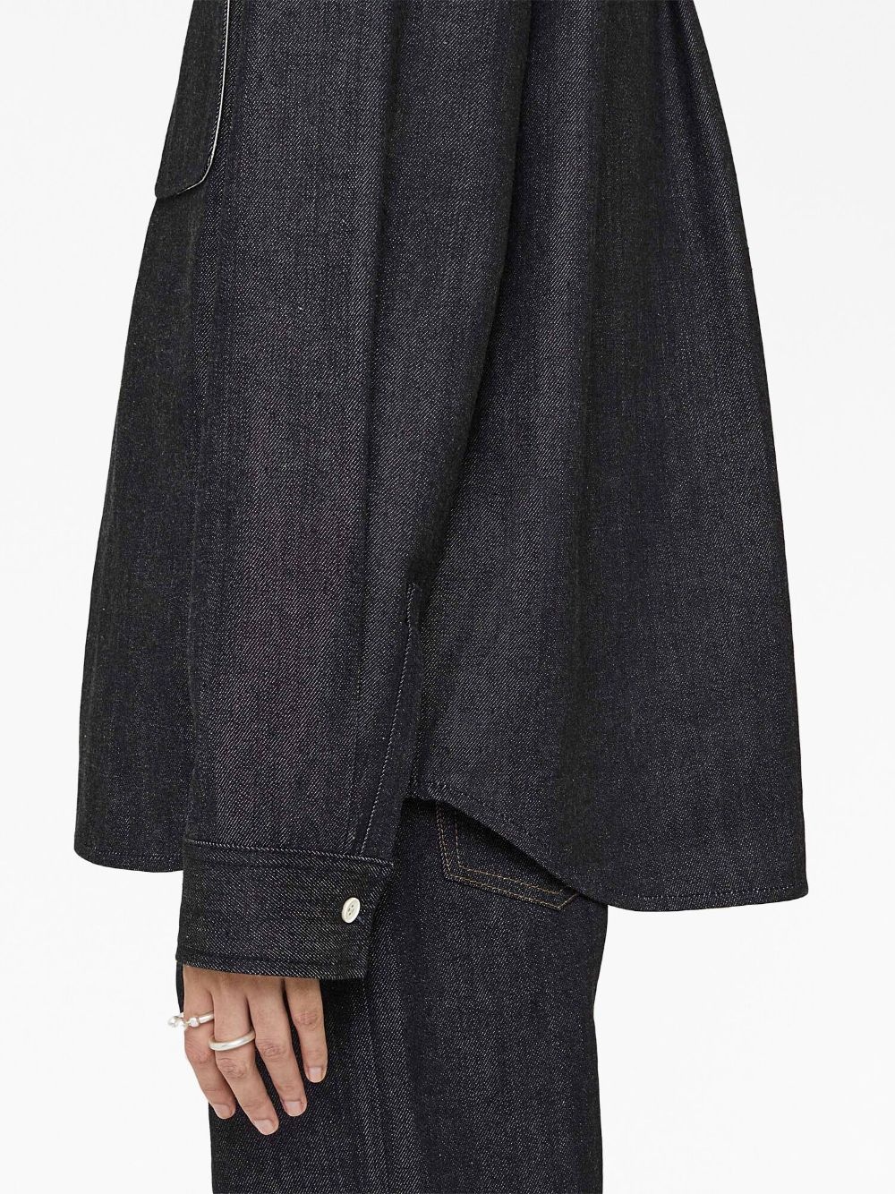 spread-collar denim shirt - 5