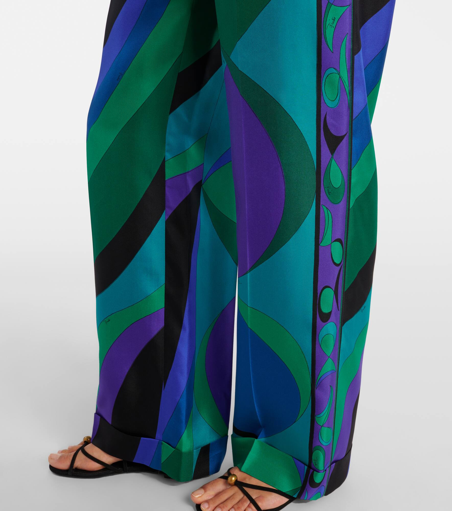Printed silk wide-leg pants - 5