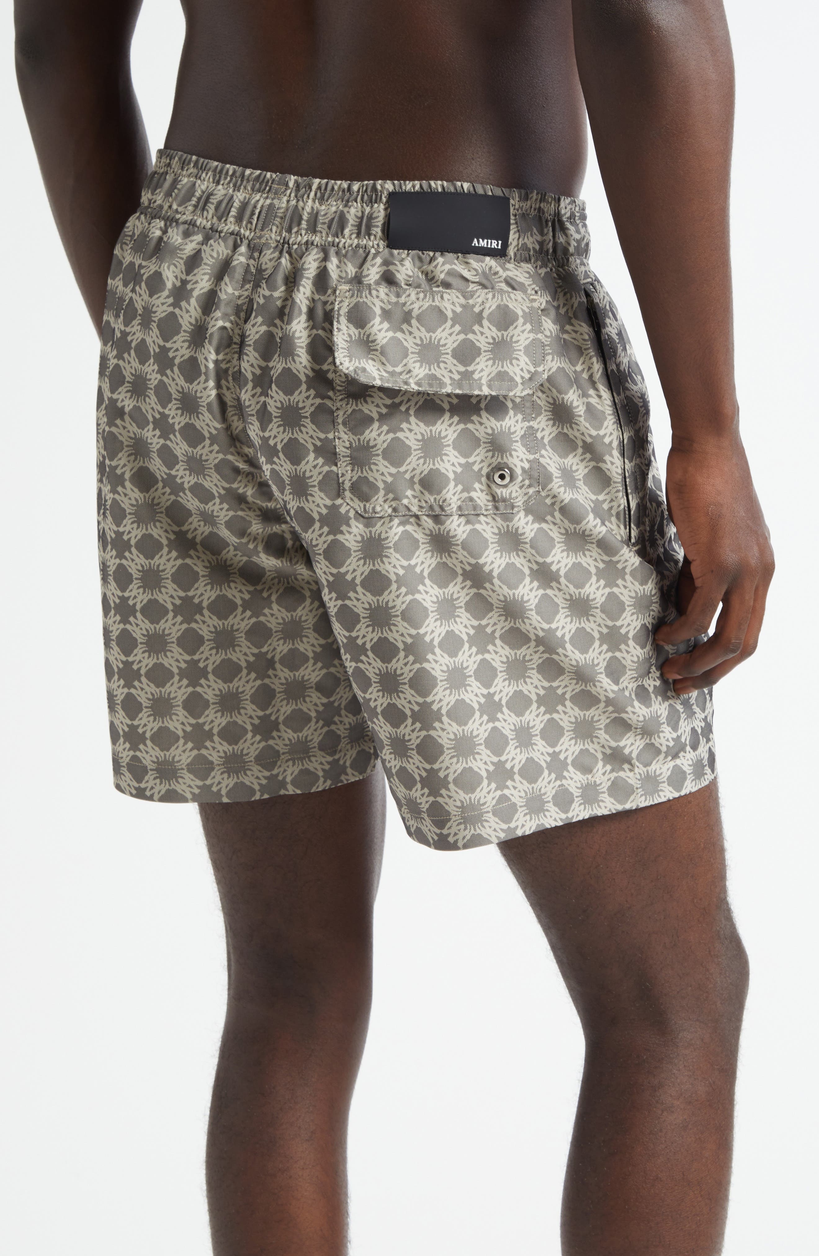 AMIRI MA Quad Monogram Print Swim Trunks in Black at Nordstrom - 2