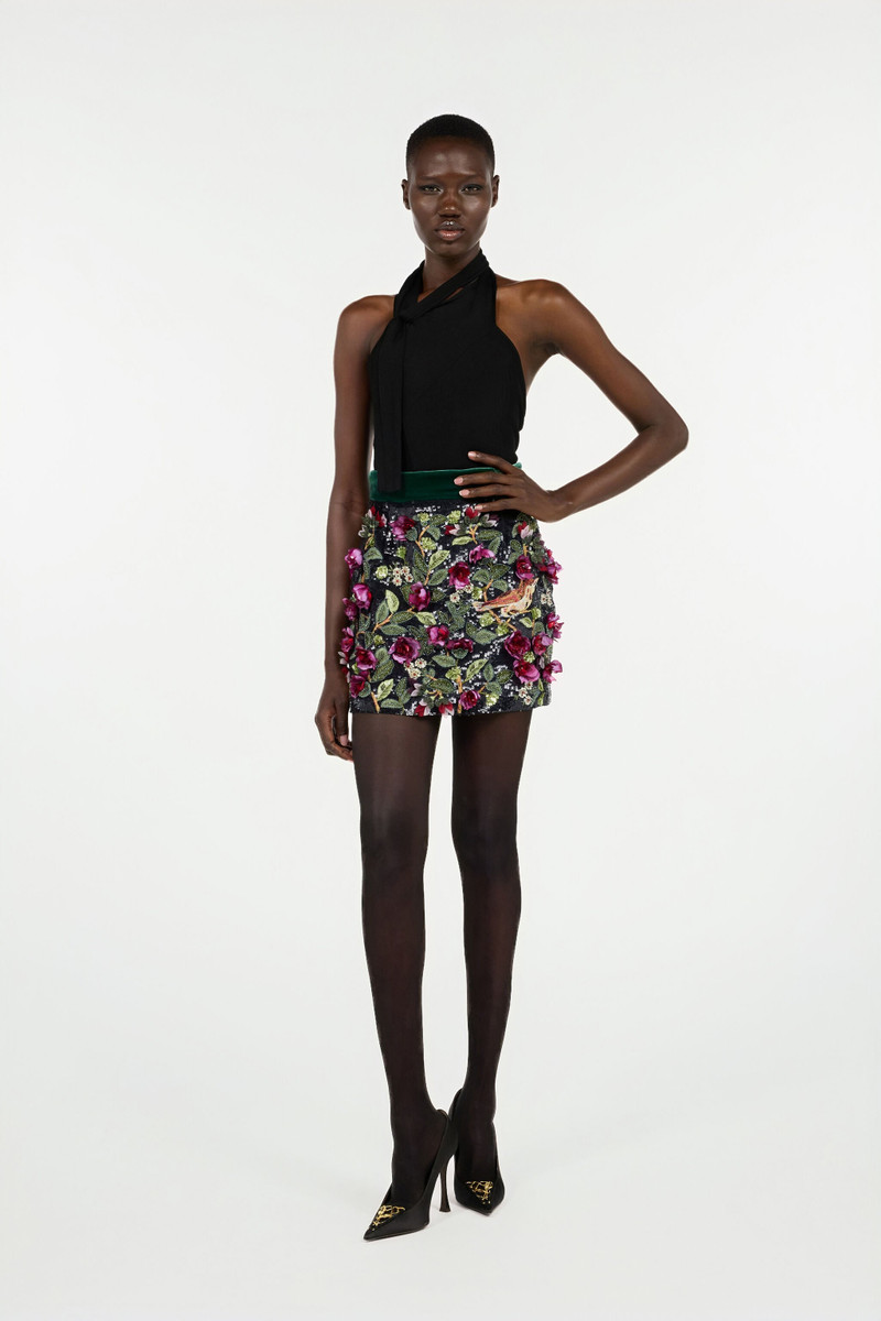 Roberto Cavalli Black Miniskirt With Multicolor Decorations outlook
