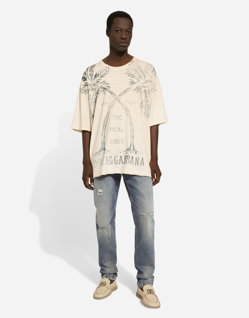 Dolce & Gabbana Regular-fit blue wash jeans with abrasions outlook