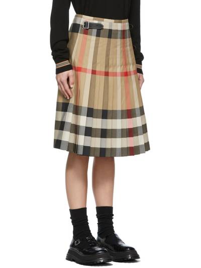 Burberry Beige Pleated Check Skirt outlook