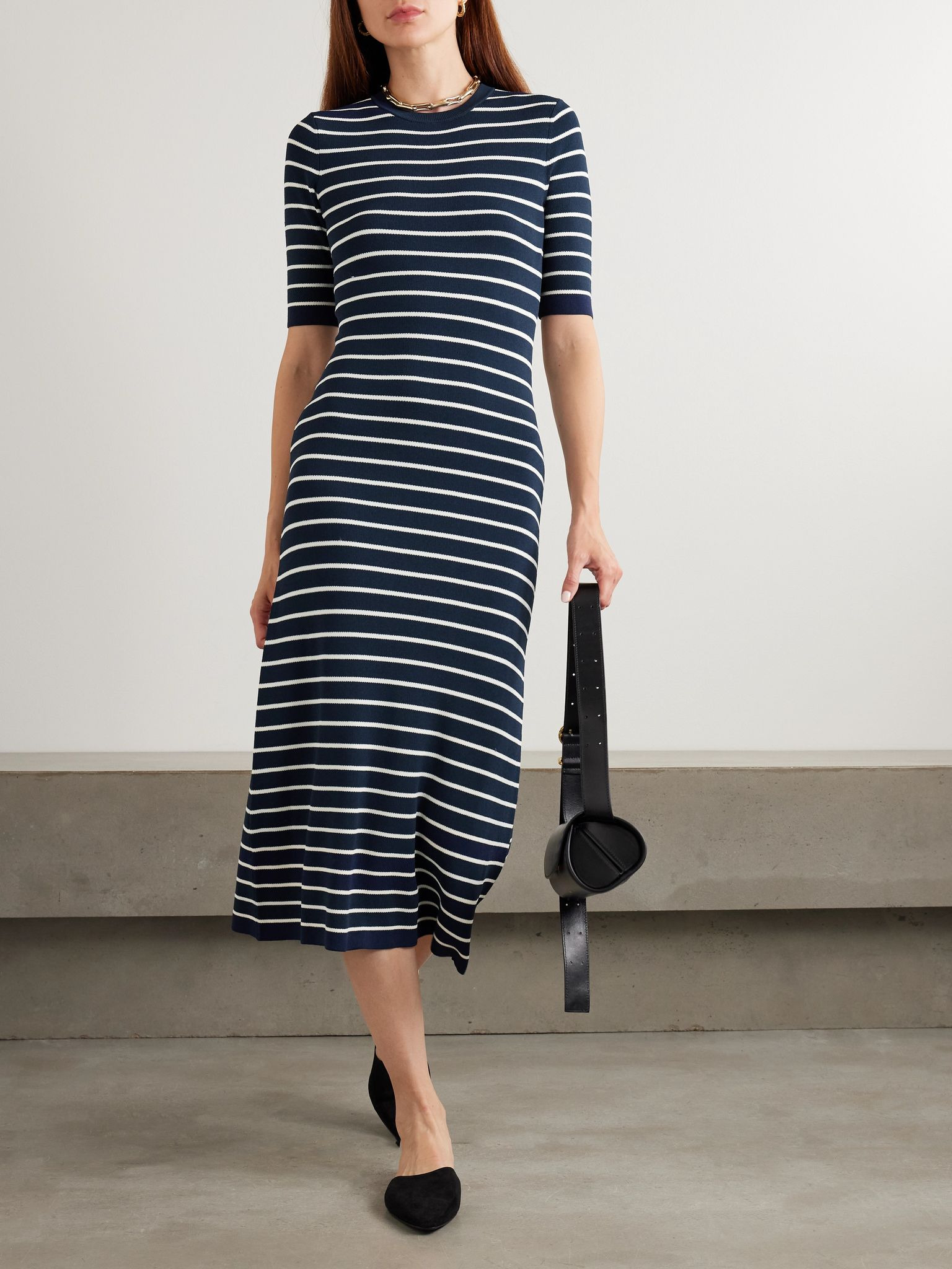 Kitty striped jersey midi dress Navy - 2