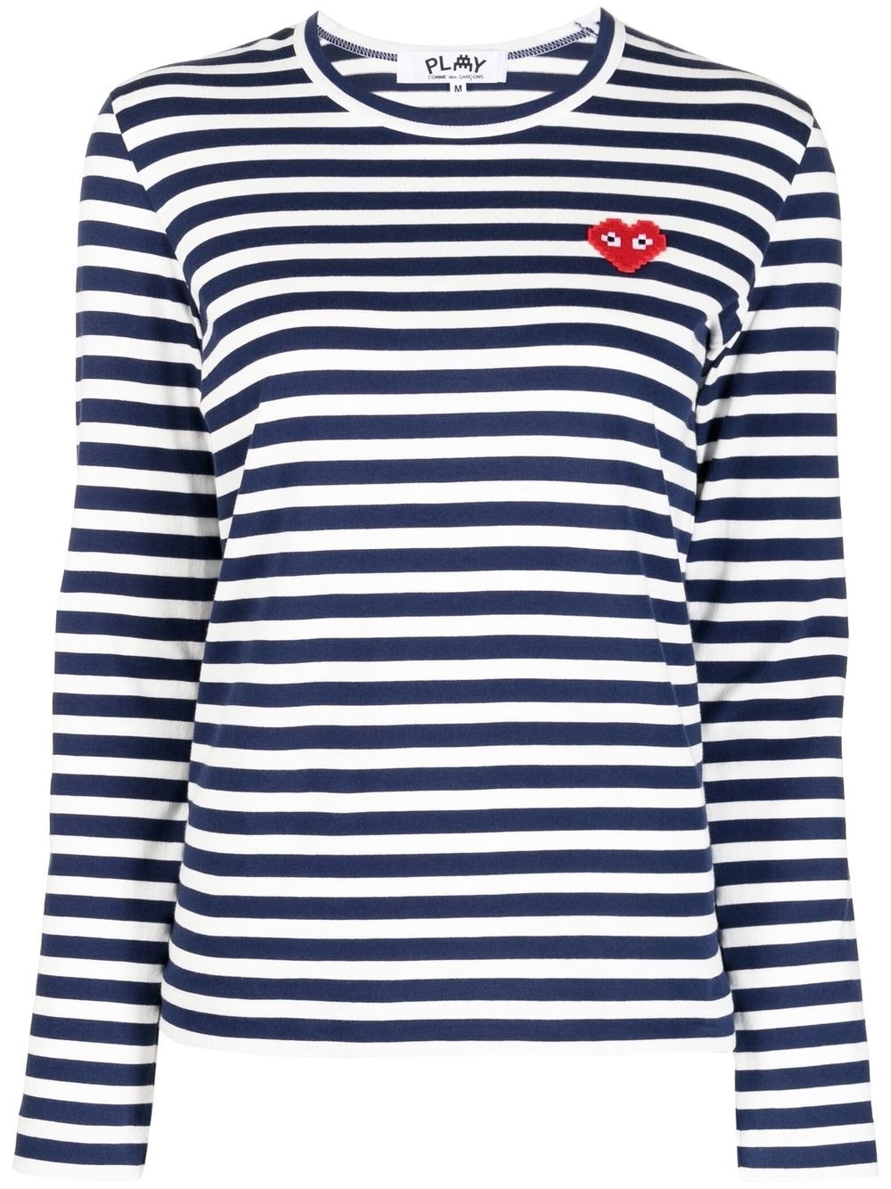 stripe-pattern logo-patch T-shirt - 1
