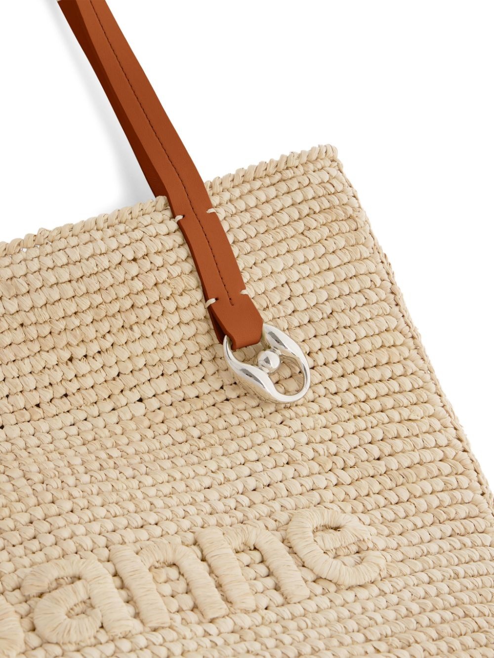 logo-embroidered raffia tote bag - 6