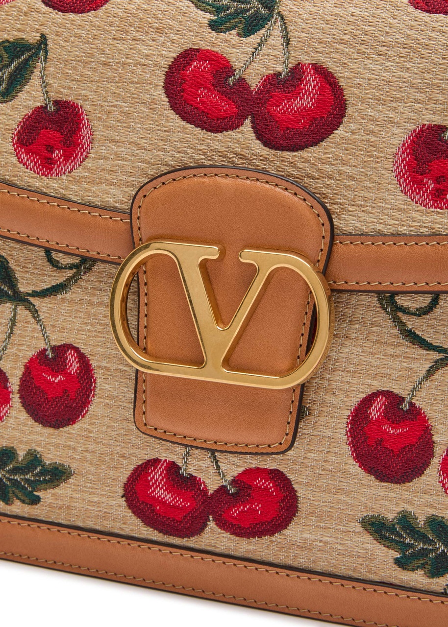 Valentino 9T05 Cherry-jacquard Raffia and Leather Cross-body bag - 3