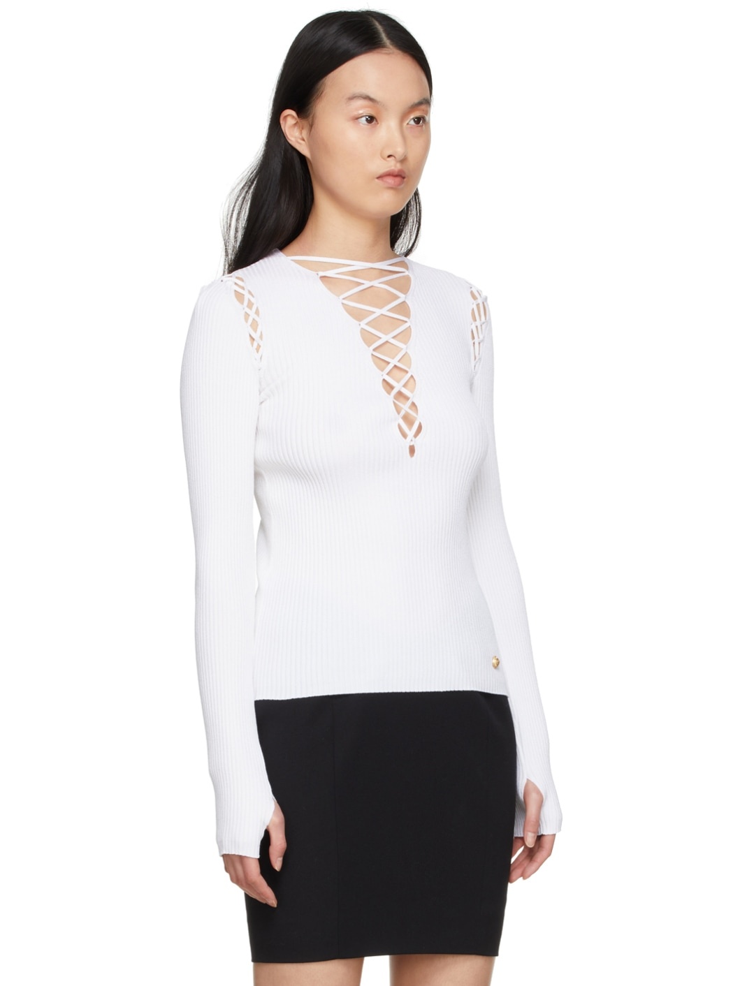 White Viscose Sweater - 2