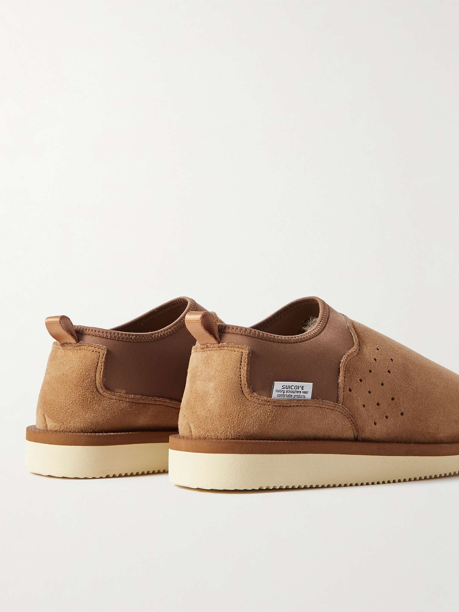 RON-M2ab-MID Shearling-Lined Suede and Jersey Slippers - 9