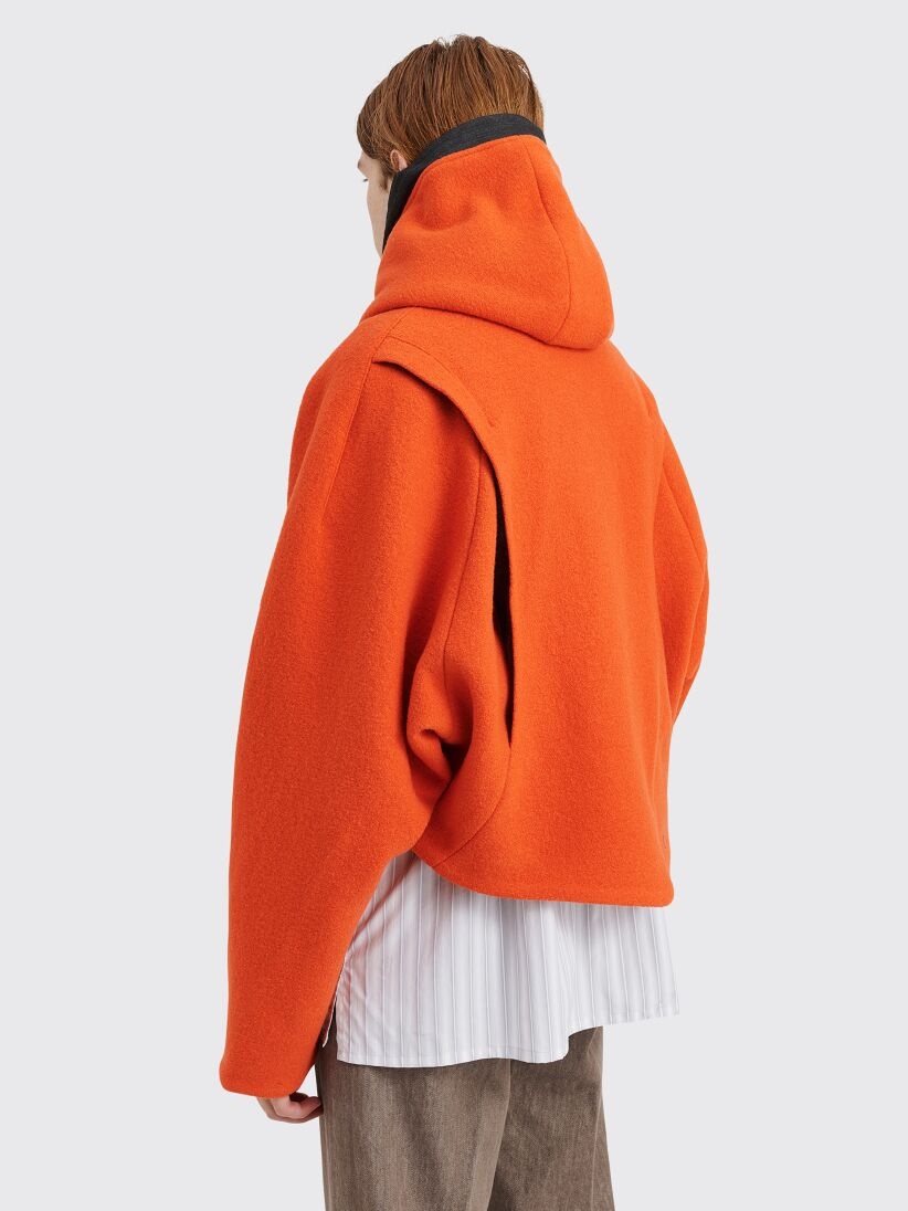 Kiko Kostadinov KIKO KOSTADINOV REMUS HOODED JACKET WOOL TANGERINE /  CHARCOAL GREY | tresbien | REVERSIBLE