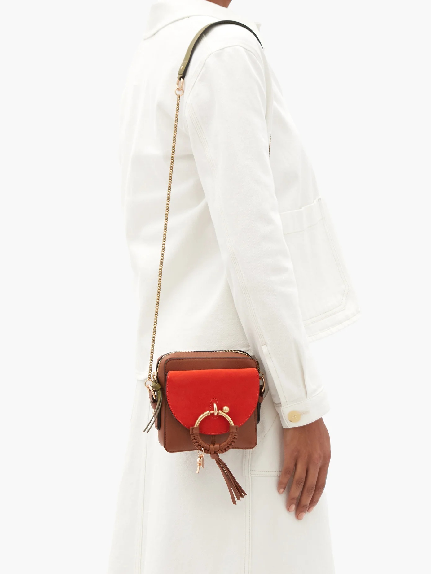 Joan mini leather and suede cross-body bag - 3