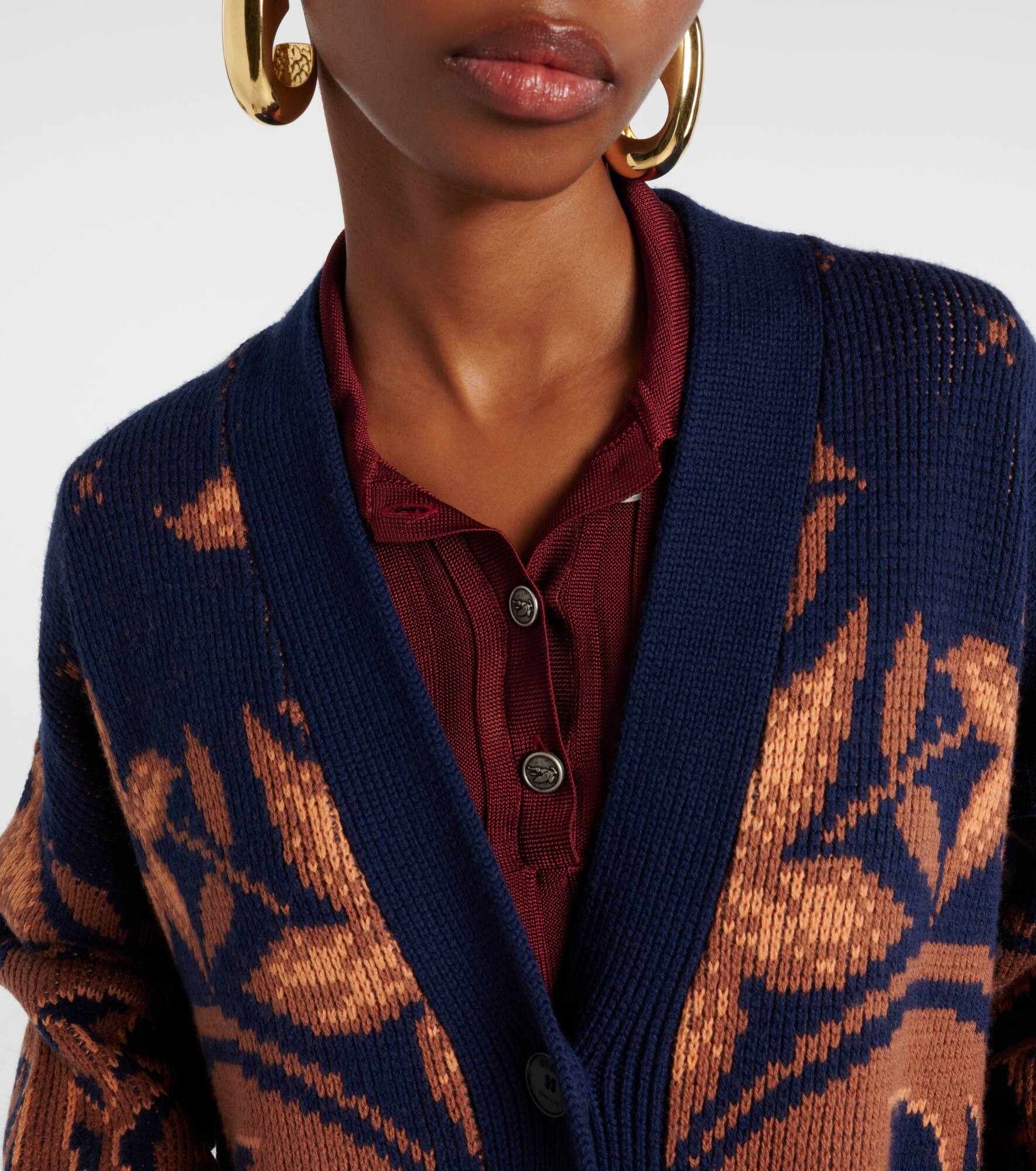 Jacquard wool cardigan - 4