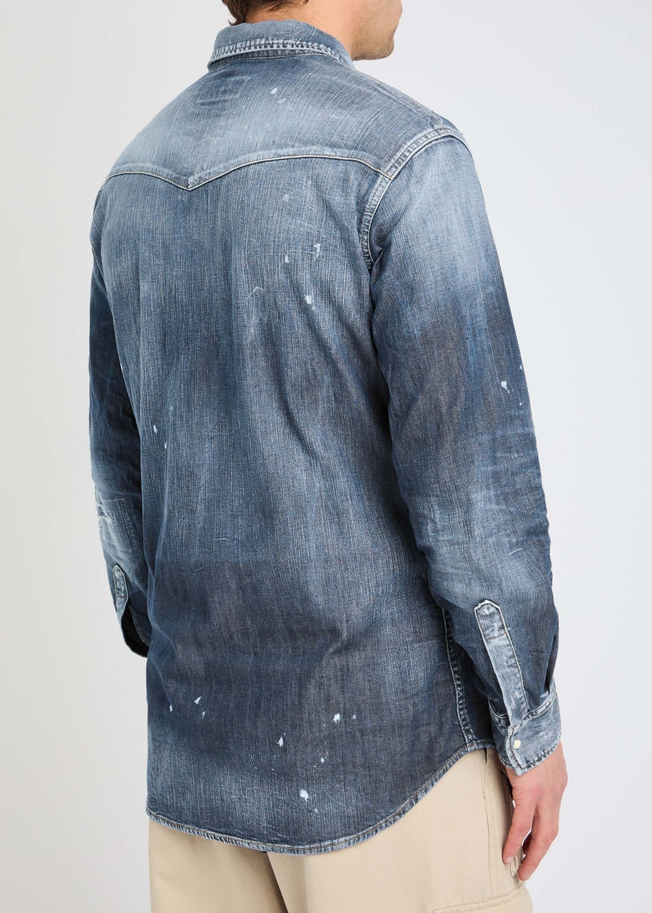 DSQUARED2 Paint-splatter Stretch-denim Shirt - 3