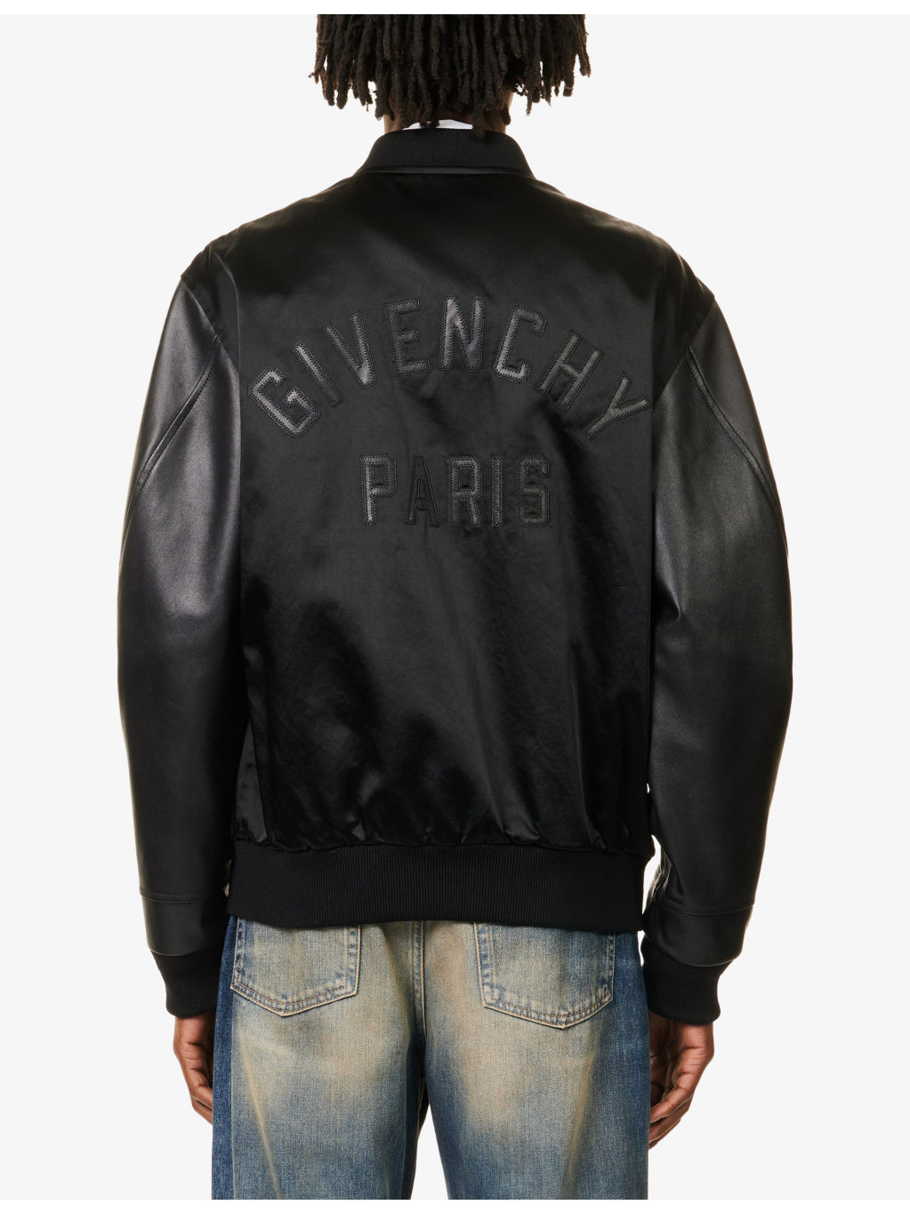 Contrast-Satin Regular-Fit Leather Jacket - 4