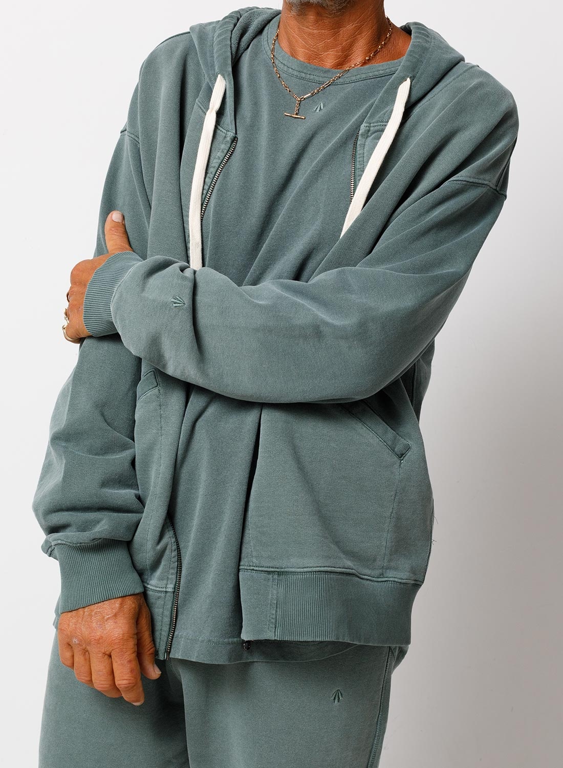 Embroidered Arrow Zip Hoodie in Sports Green - 5