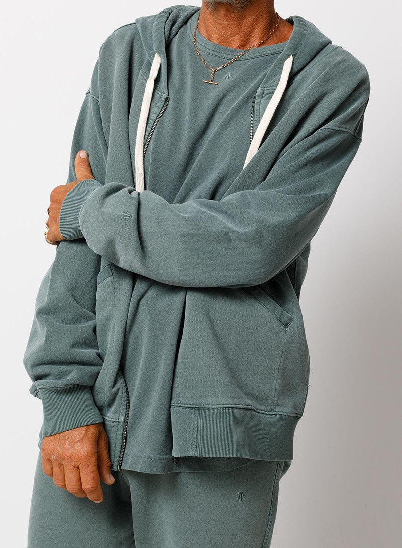 Embroidered Arrow Zip Hoodie in Sports Green 5